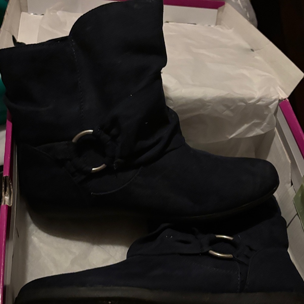 Rampage Dark Blue Ankle Boots with Buckle Detail